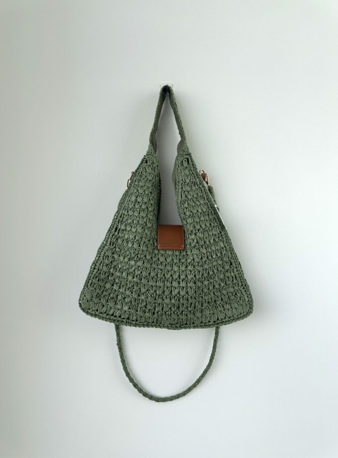 Bolso de hombro trenzado rafia